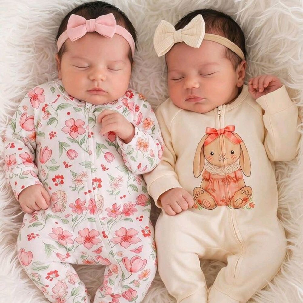 Matching floral sleepsuits